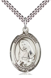 [7236SS/24S] Sterling Silver Saint Madeline Sophie Barat Pendant on a 24 inch Light Rhodium Heavy Curb chain