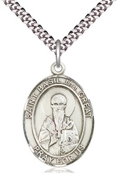 [7275SS/24S] Sterling Silver Saint Basil the Great Pendant on a 24 inch Light Rhodium Heavy Curb chain
