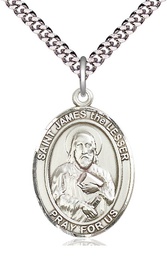 [7277SS/24S] Sterling Silver Saint James the Lesser Pendant on a 24 inch Light Rhodium Heavy Curb chain