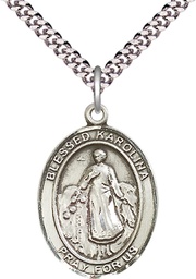 [7283SS/24S] Sterling Silver Blessed Karolina Kozkowna Pendant on a 24 inch Light Rhodium Heavy Curb chain