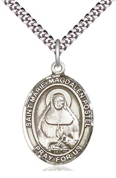 [7294SS/24S] Sterling Silver Marie Magdalen Postel Pendant on a 24 inch Light Rhodium Heavy Curb chain