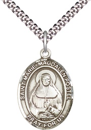 [7294SS/24S] Sterling Silver Marie Magdalen Postel Pendant on a 24 inch Light Rhodium Heavy Curb chain