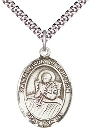 [7297SS/24S] Sterling Silver Saint Lidwina of Schiedam Pendant on a 24 inch Light Rhodium Heavy Curb chain