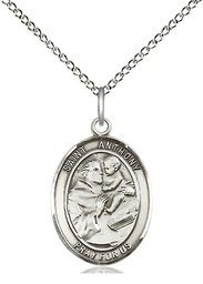 [8004SS/18SS] Sterling Silver Saint Anthony of Padua Pendant on a 18 inch Sterling Silver Light Curb chain