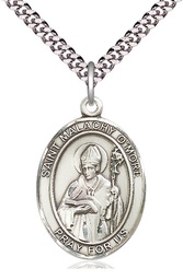 [7316SS/24S] Sterling Silver Saint Malachy O'More Pendant on a 24 inch Light Rhodium Heavy Curb chain