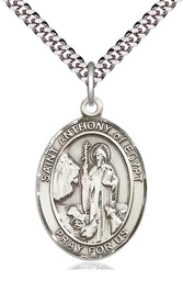 [7317SS/24S] Sterling Silver Saint Anthony of Egypt Pendant on a 24 inch Light Rhodium Heavy Curb chain