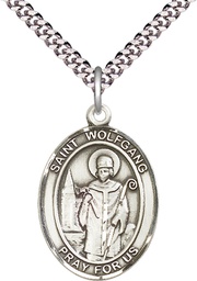 [7323SS/24S] Sterling Silver Saint Wolfgang Pendant on a 24 inch Light Rhodium Heavy Curb chain