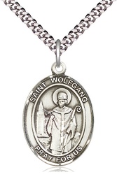 [7323SS/24S] Sterling Silver Saint Wolfgang Pendant on a 24 inch Light Rhodium Heavy Curb chain