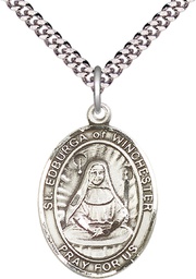 [7324SS/24S] Sterling Silver Saint Edburga of Winchester Pendant on a 24 inch Light Rhodium Heavy Curb chain