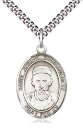 [7329SS/24S] Sterling Silver Saint Joseph Freinademetz Pendant on a 24 inch Light Rhodium Heavy Curb chain