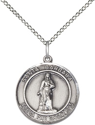 [8006RDSPSS/18SS] Sterling Silver Santa Barbara Pendant on a 18 inch Sterling Silver Light Curb chain