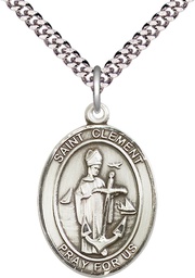 [7340SS/24S] Sterling Silver Saint Clement Pendant on a 24 inch Light Rhodium Heavy Curb chain