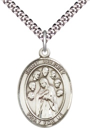 [7341SS/24S] Sterling Silver Saint Felicity Pendant on a 24 inch Light Rhodium Heavy Curb chain