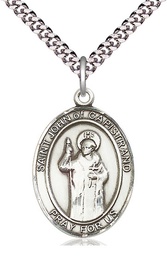 [7350SS/24S] Sterling Silver Saint John of Capistrano Pendant on a 24 inch Light Rhodium Heavy Curb chain