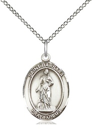 [8006SS/18SS] Sterling Silver Saint Barbara Pendant on a 18 inch Sterling Silver Light Curb chain