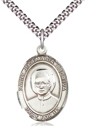 [7362SS/24S] Sterling Silver Saint Josemaria Escriva Pendant on a 24 inch Light Rhodium Heavy Curb chain