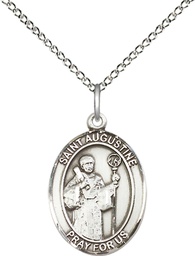[8007SS/18SS] Sterling Silver Saint Augustine Pendant on a 18 inch Sterling Silver Light Curb chain