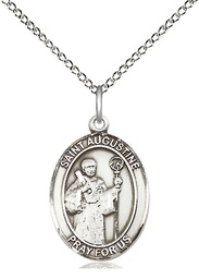 [8007SS/18SS] Sterling Silver Saint Augustine Pendant on a 18 inch Sterling Silver Light Curb chain