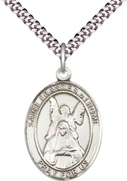 [7365SS/24S] Sterling Silver Saint Frances of Rome Pendant on a 24 inch Light Rhodium Heavy Curb chain