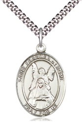 [7365SS/24S] Sterling Silver Saint Frances of Rome Pendant on a 24 inch Light Rhodium Heavy Curb chain