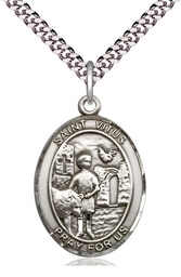 [7368SS/24S] Sterling Silver Saint Vitus Pendant on a 24 inch Light Rhodium Heavy Curb chain