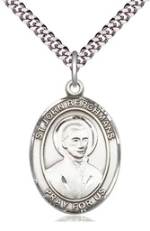 [7370SS/24S] Sterling Silver Saint John Berchmans Pendant on a 24 inch Light Rhodium Heavy Curb chain