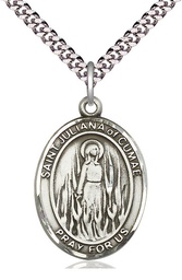 [7372SS/24S] Sterling Silver Saint Juliana Pendant on a 24 inch Light Rhodium Heavy Curb chain