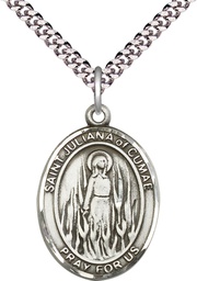 [7372SS/24S] Sterling Silver Saint Juliana Pendant on a 24 inch Light Rhodium Heavy Curb chain