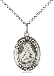 [8011SS/18SS] Sterling Silver Saint Frances Cabrini Pendant on a 18 inch Sterling Silver Light Curb chain