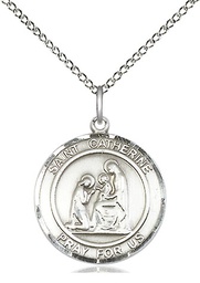 [8014RDSS/18SS] Sterling Silver Saint Catherine of Siena Pendant on a 18 inch Sterling Silver Light Curb chain