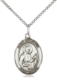 [8019SS/18SS] Sterling Silver Saint Camillus of Lellis Pendant on a 18 inch Sterling Silver Light Curb chain