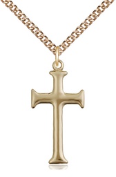 [6008GF/24GF] 14kt Gold Filled Cross Pendant on a 24 inch Gold Filled Heavy Curb chain