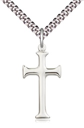 [6008SS/24S] Sterling Silver Cross Pendant on a 24 inch Light Rhodium Heavy Curb chain