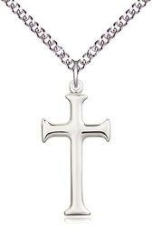 [6008SS/24SS] Sterling Silver Cross Pendant on a 24 inch Sterling Silver Heavy Curb chain