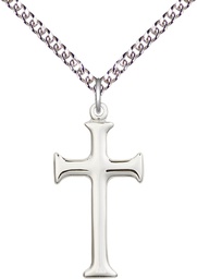 [6008SS/24SS] Sterling Silver Cross Pendant on a 24 inch Sterling Silver Heavy Curb chain
