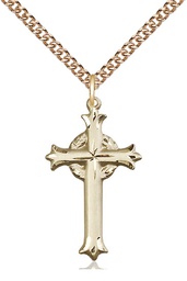 [6011GF/24GF] 14kt Gold Filled Cross Pendant on a 24 inch Gold Filled Heavy Curb chain