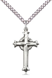 [6011SS/24SS] Sterling Silver Cross Pendant on a 24 inch Sterling Silver Heavy Curb chain