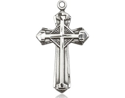 [6012SSY] Sterling Silver Cross Medal - With Box