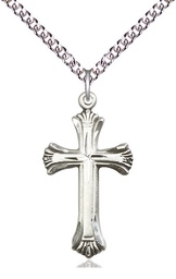 [6013SS/24SS] Sterling Silver Cross Pendant on a 24 inch Sterling Silver Heavy Curb chain