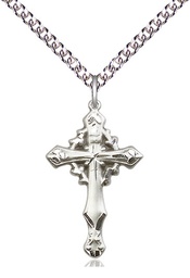 [6019SS/24SS] Sterling Silver Cross Pendant on a 24 inch Sterling Silver Heavy Curb chain