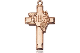 [6021GF] 14kt Gold Filled Cross w/IHS Grapes Medal