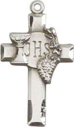 [6021SS] Sterling Silver Cross w/IHS Grapes Medal