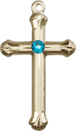 [6022GF-STN12] 14kt Gold Filled Cross Medal with a 3mm Zircon Swarovski stone