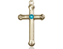 [6022GF-STN12] 14kt Gold Filled Cross Medal with a 3mm Zircon Swarovski stone