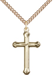 [6022GF/24GF] 14kt Gold Filled Cross Pendant on a 24 inch Gold Filled Heavy Curb chain