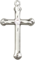 [6022SS-STN4] Sterling Silver Cross Medal with a 3mm Crystal Swarovski stone