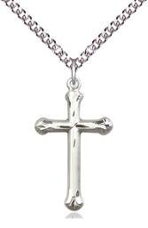 [6022SS/24SS] Sterling Silver Cross Pendant on a 24 inch Sterling Silver Heavy Curb chain