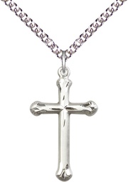 [6022SS/24SS] Sterling Silver Cross Pendant on a 24 inch Sterling Silver Heavy Curb chain