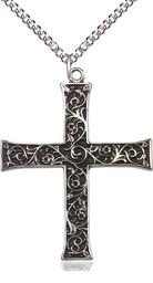 [6029SS/24SS] Sterling Silver Cross Pendant on a 24 inch Sterling Silver Heavy Curb chain