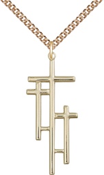 [6030GF/24GF] 14kt Gold Filled Cross Pendant on a 24 inch Gold Filled Heavy Curb chain
